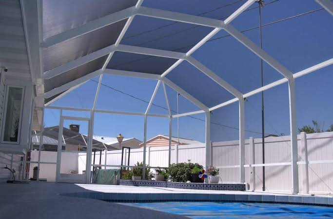 Freshly rescreened pool enclosure in Clearwater